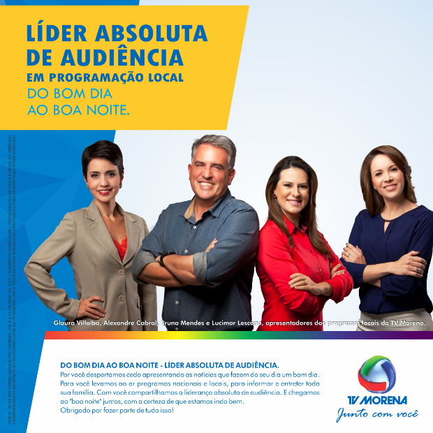 Rede Globo > tvmorena TV Morena lança campanha de liderança de audiência na praça local Rede Globo > tvmorena TV Morena lança campanha de liderança de audiência na praça local