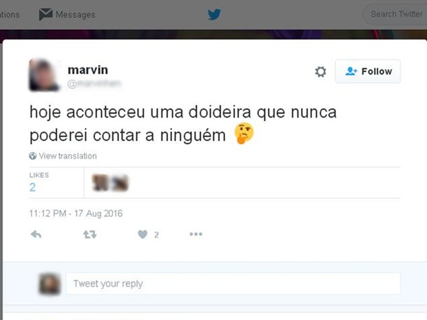 Postagem no Twitter foi publicada no dia 17 de agosto, mesmo dia em que teria acontecido o crime (Foto: Reprodução/Twitter/)