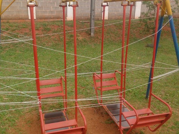 Balanço em que criança se machucou foi interditado no dia do acidente. (Foto: Arquivo Pessoal) Balanço em que criança se machucou foi interditado no dia do acidente. (Foto: Arquivo Pessoal)