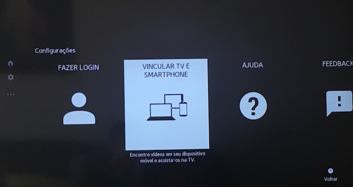 Configurações do app do YouTube na TV (Foto: Reprodução/Helito Bijora)