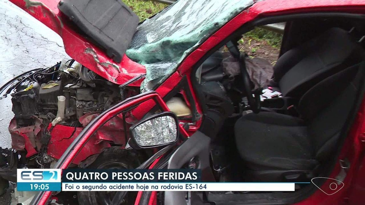 Acidente entre caminhão e carro deixa quatro feridos na ES 164