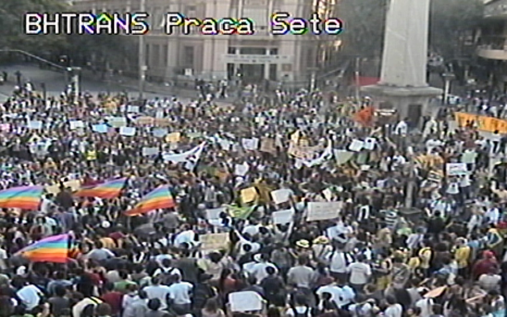 Manifestação ocupa Praça Sete, no centro de Belo Horizonte (Foto: Humberto Trajano/G1)