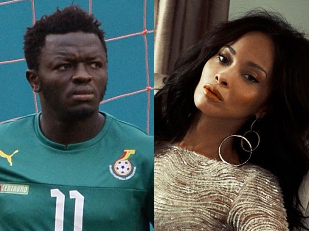 Sulley Muntari e Menaye Donkor (Foto: AFP Photo/Mladen Antonov, Site oficial Menaye Donkor)