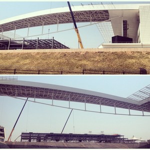 Instalação de cobertura do setor Norte da Arena Corinthians avança