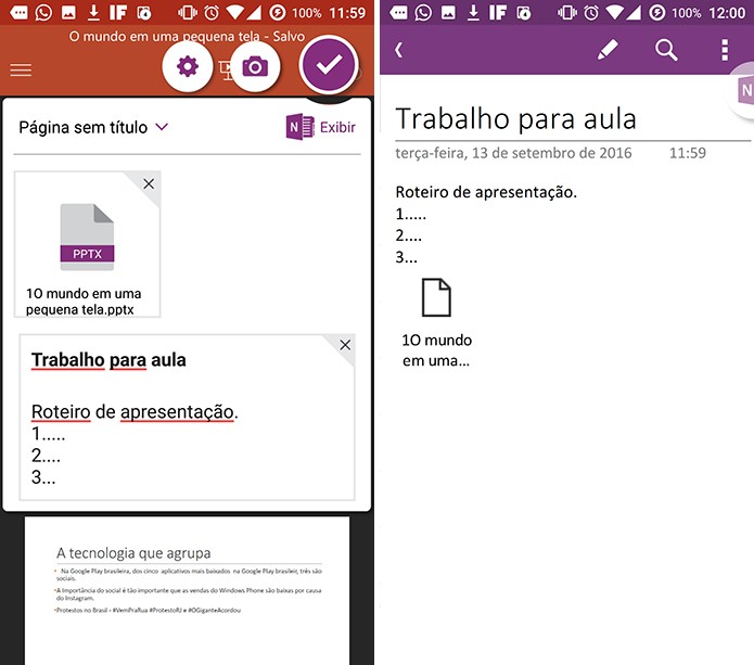 Usuário pode salvar nota para depois ou continuar editando no OneNote (Foto: Reprodução/Elson de Souza)
