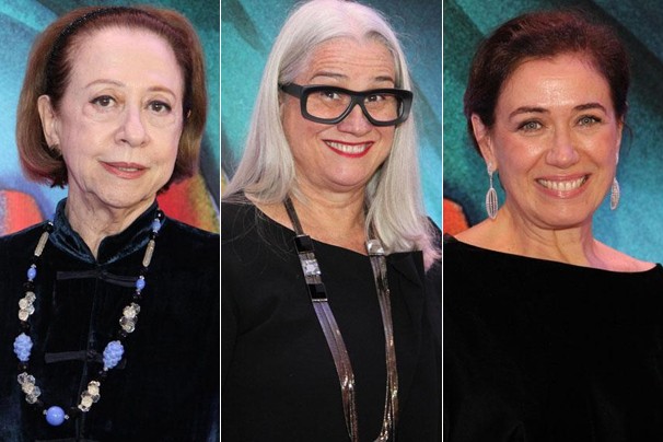 Fernanda Montenegro, Vera Holtz e Lilia Cabral ao chegar à festa de lançamento de Saramandaia (Foto: Globo)