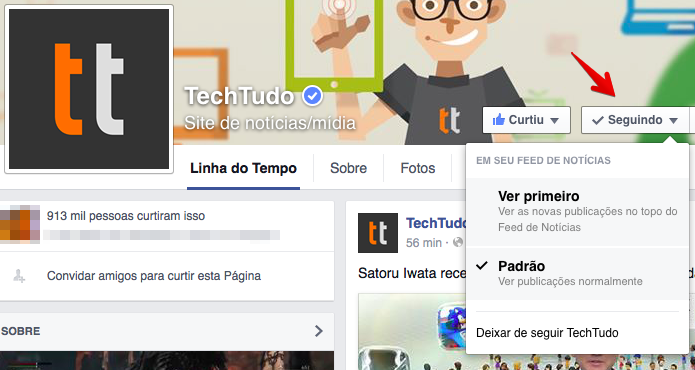 Definindo prioridade das publicações pela web (Foto: Reprodução/Helito Bijora)