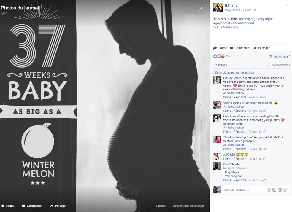 Site do casal mostrou a evolução da gravidez (Foto: Reprodução G1/ Facebook Biff and I)