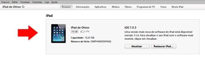 Espere o iTunes reconhecer seu dispositivo (Foto: Reprodução/Otton Moura) Espere o iTunes reconhecer seu dispositivo (Foto: Reprodução/Otton Moura)