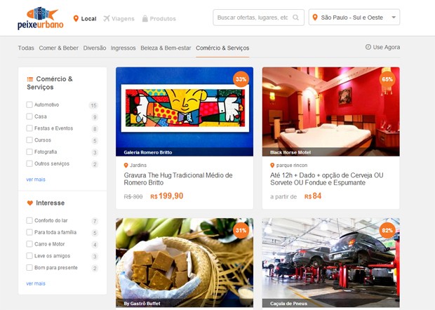 O Peixe Urbano estreou site com novo layout focando na nova estratégia de vendas (Foto: Divulgação)