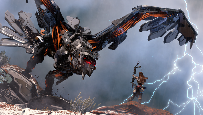 Horizon: Zero Dawn coloca o jogador contra monstros gigantes (Foto: Divulgação/Sony) (Foto: Horizon: Zero Dawn coloca o jogador contra monstros gigantes (Foto: Divulgação/Sony)) Horizon: Zero Dawn coloca o jogador contra monstros gigantes (Foto: Divulgação/Sony) (Foto: Horizon: Zero Dawn coloca o jogador contra monstros gigantes (Foto: Divulgação/Sony))