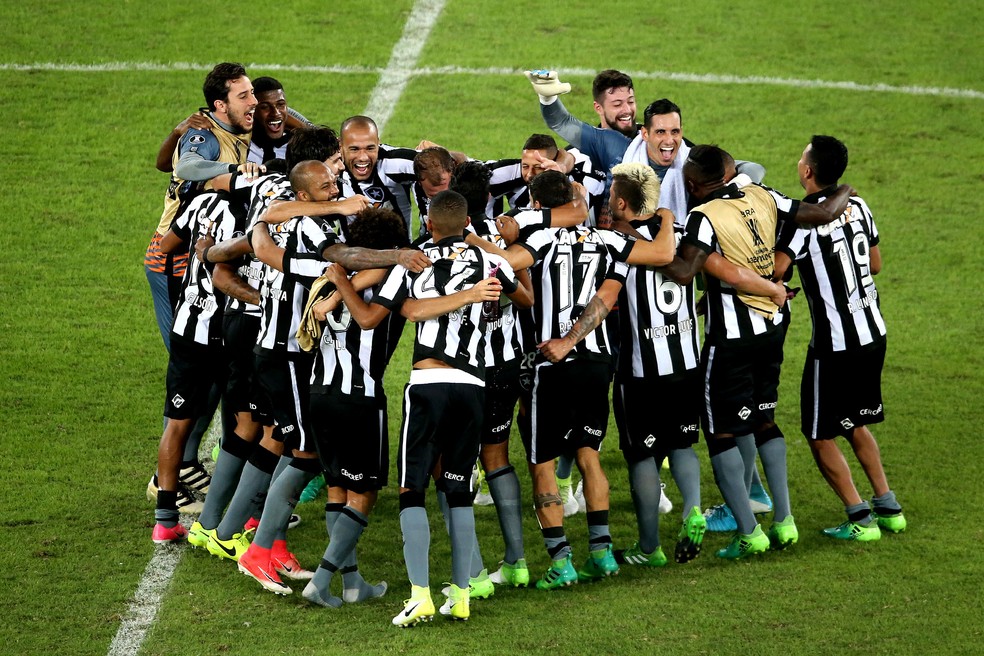 Jogadores do Botafogo comemoram classificação na Libertadores da América (Foto: Satiro Sodré/SSPress/Botafogo.)