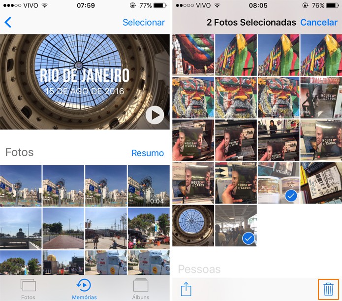 Exclua as fotos e vídeos do seu aparelho para não aparecer em nenhum slide (Foto: Reprodução)