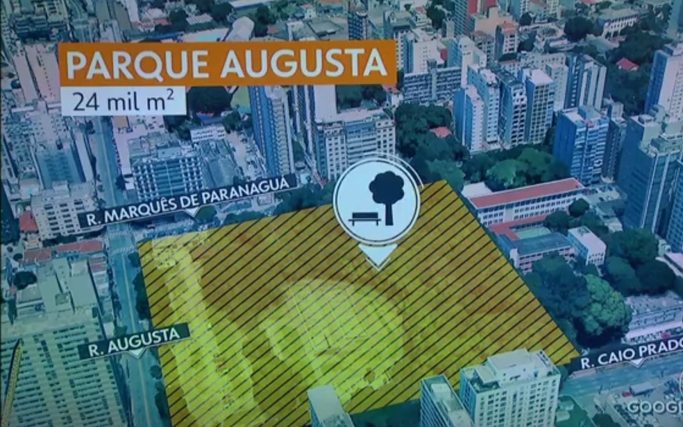 Área do Parque Augusta, na área central da capital paulista (Foto: Reprodução/TV Globo)
