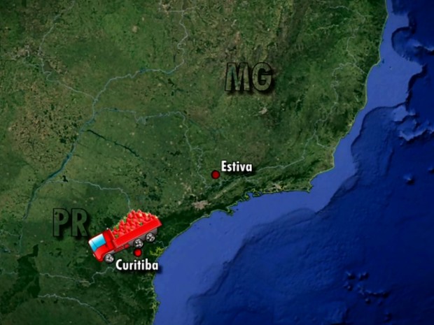 Lote de Morango que saiu de Estiva foi apreendido no Paraná (Foto: Reprodução EPTV) Lote de Morango que saiu de Estiva foi apreendido no Paraná (Foto: Reprodução EPTV)