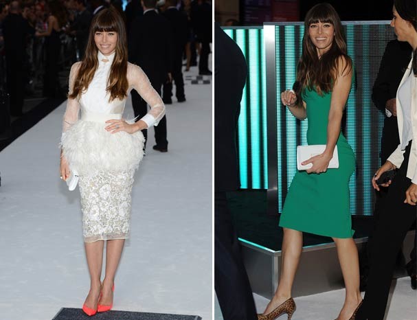Um tapete vermelho, dois vetidos. O drama de Jessica Biel (Foto: Getty Images/Reprodução)