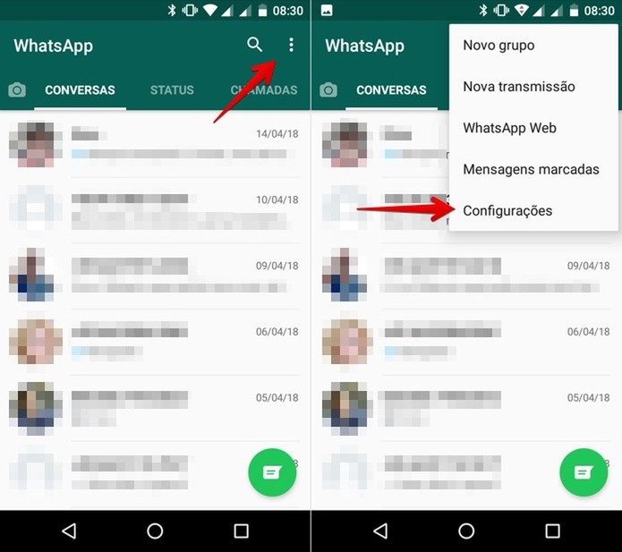 Acesse as configurações do WhatsApp (Foto: Helito Bijora/TechTudo) Acesse as configurações do WhatsApp (Foto: Helito Bijora/TechTudo)
