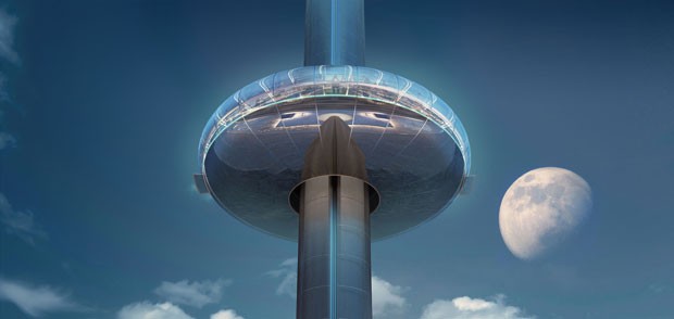 A cabine em forma de disco atingirá 162 metros de altura (Foto: Poma/Divulgação)