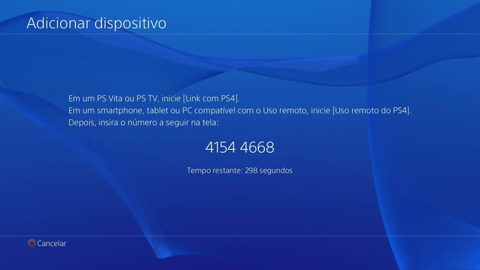 Código de conexão com o PS4 (Foto: Reprodução/Felipe Vinha)