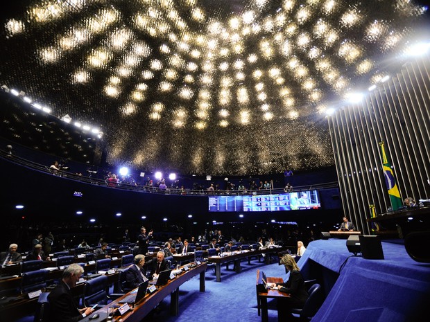 Plenário do Senado, em Brasília, durante sessão que decide se a presidente afastada Dilma Rousseff vai a julgamento no processo de impeachment (Foto: Marcos Oliveira/Agência Senado)