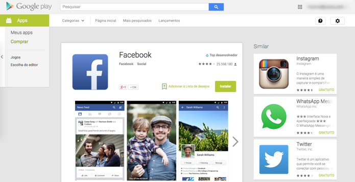 Google Play na web ganha design parecido com versão Android (Foto: Reprodução/Paulo Alves)