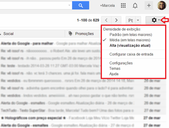 Configurações do Gmail (Foto: Reprodução/ Marcela Vaz)