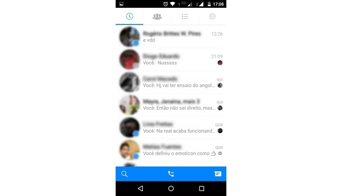 Lista de conversas no Facebook Messenger para Android (Foto: Reprodução/ Raquel Freire)