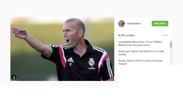 Ronaldo comenta sobre Zidane