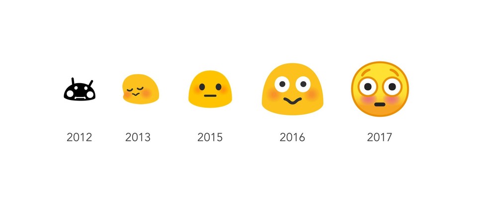 Evolução dos emojis no Android; novas figuras têm formato mais convencional e contorno para ressaltar imagem (Foto: Divulgação/Google)