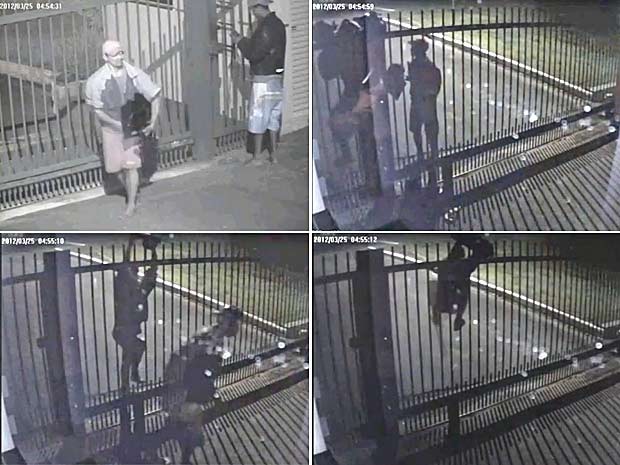 Imagens de câmeras de segurança mostram ações de ladrões em condomínio no Park Way, no Distrito Federal (Foto: Reprodução)