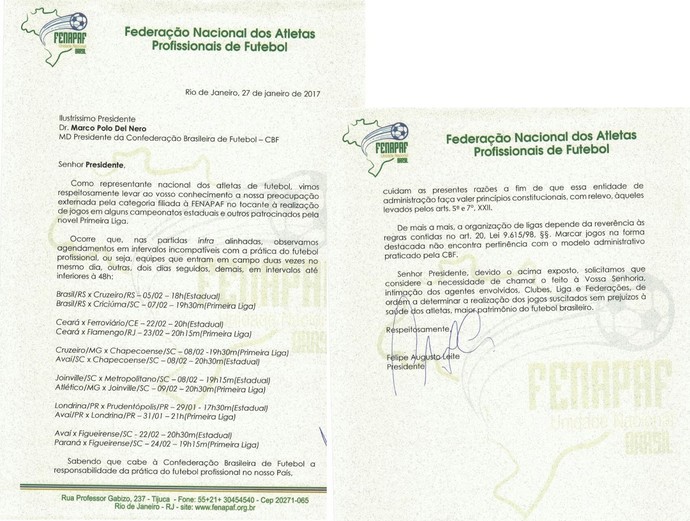 Requerimento CBF Jogos Chapecoense (Foto: Reprodução) Requerimento CBF Jogos Chapecoense (Foto: Reprodução)
