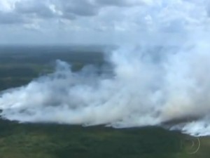 Lago Piratuba também viveu incêndio em 2012 (Foto: Reprodução/RedeGlobo)