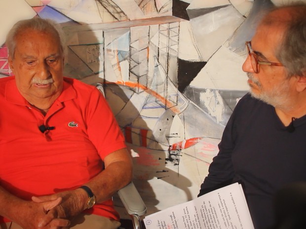 Geneton Moraes Neto entrevista Carlos Heitor Cony para o ‘Dossiê GloboNews’ (Foto: Globo / Divulgação)