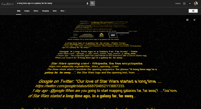 Easter egg de Star Wars aparece na busca do Google (Foto: Reprodução/Isabela Giantomaso) Easter egg de Star Wars aparece na busca do Google (Foto: Reprodução/Isabela Giantomaso)