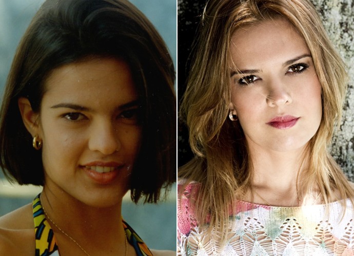 Antes e depois! À esquerda, Raquel Nunes como a Pam da temporada de 1997 de Malhação e, à direita, com o visual loiríssimo atual (Foto: CEDOC / TV Globo / Tatiana Sooz)