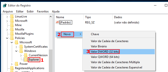 Criando um novo valor no registro do Windows (Foto: Reprodução/Edivaldo Brito)