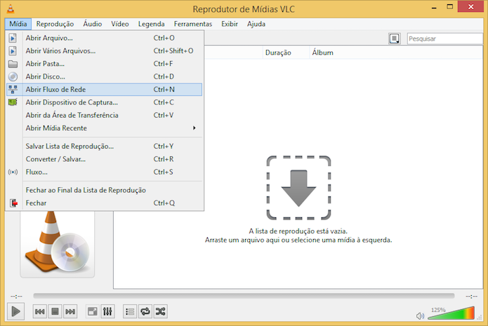 Executando vídeo em fluxo de rede no VLC (Foto: Reprodução/Helito Bijora)