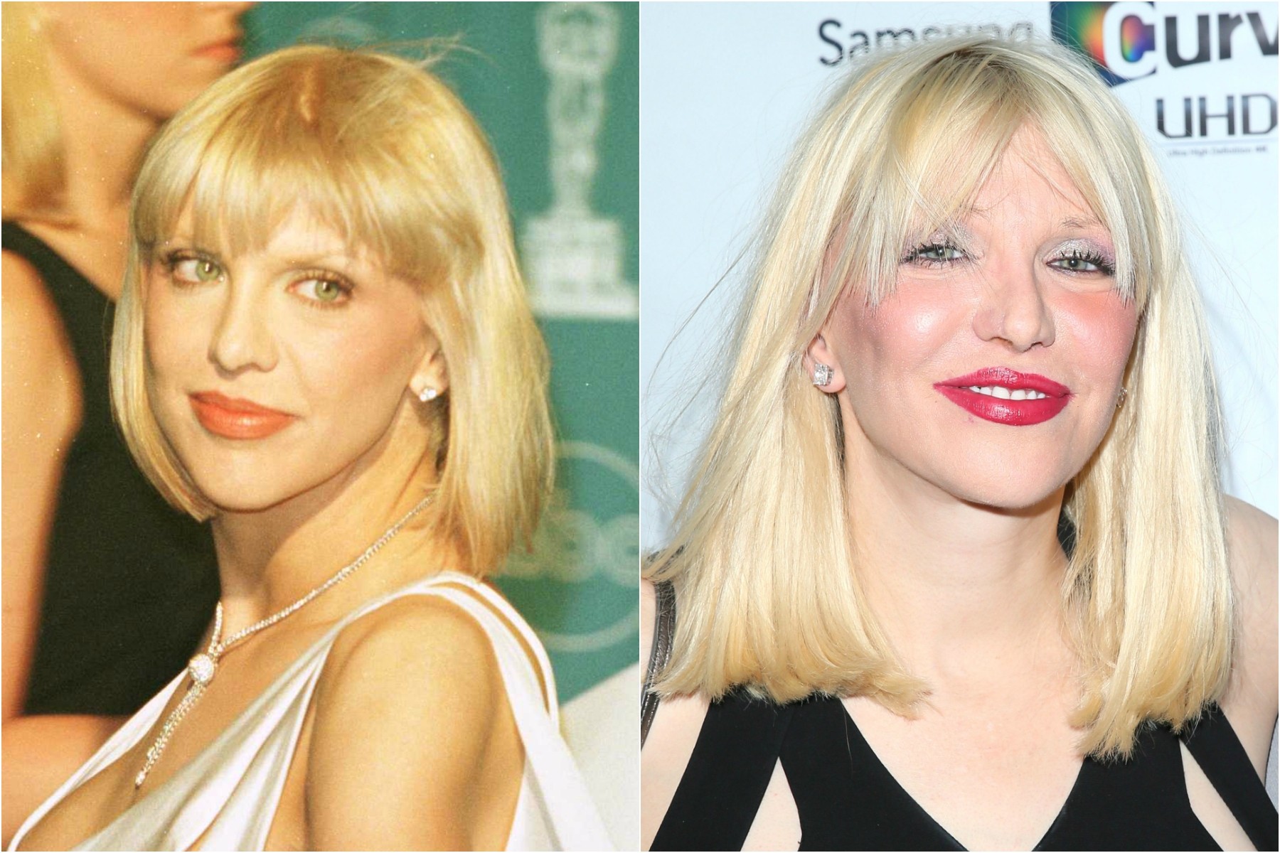 Courtney Love em 1997 e em 2014. (Foto: Getty Images)