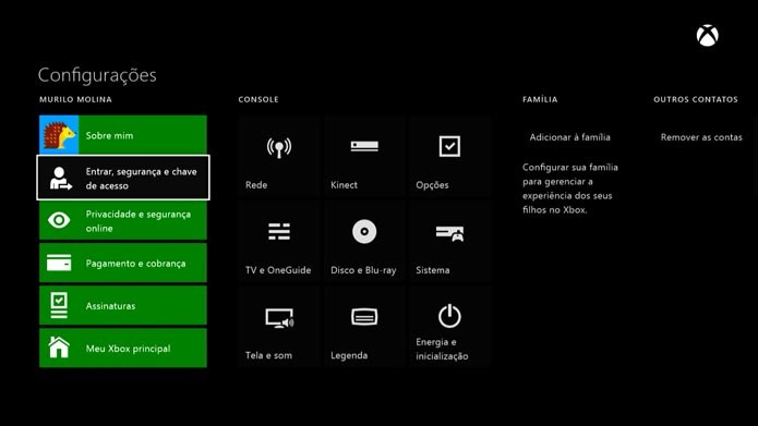 Xbox One: como configurar uma senha de segurança no console (Foto: Reprodução/Murilo Molina)