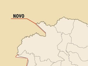 Com mudança na divisa (linha vermelha), município de Ecoporanga ganha área de 40 km²  (Foto: Reprodução/TV Gazeta)