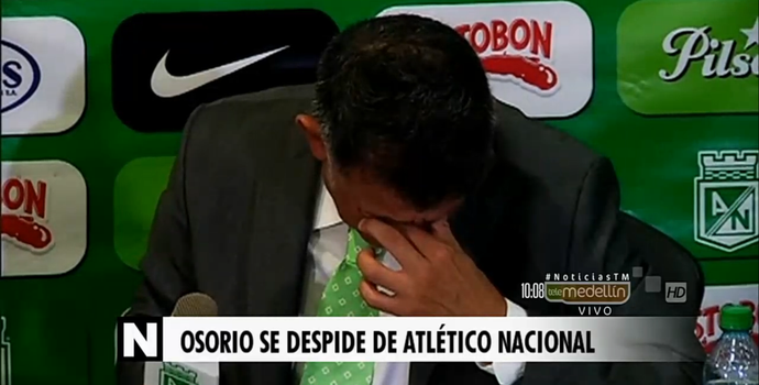 Osorio se emociona na despedida do Atlético Nacional de Medellín (Foto: reprodução)