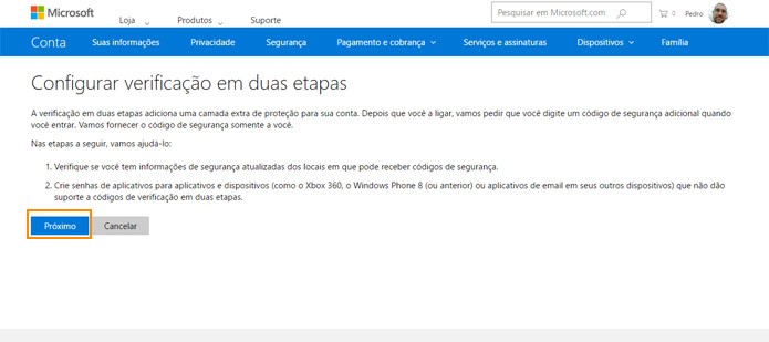 Clique em Próximo na primeira pergunta (Foto: Reprodução)