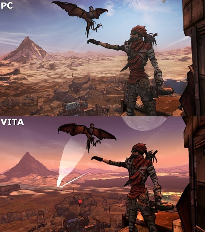 Comparação entre os gráficos de Borderlands 2 para PC e PS Vita (Foto: Divulgação)