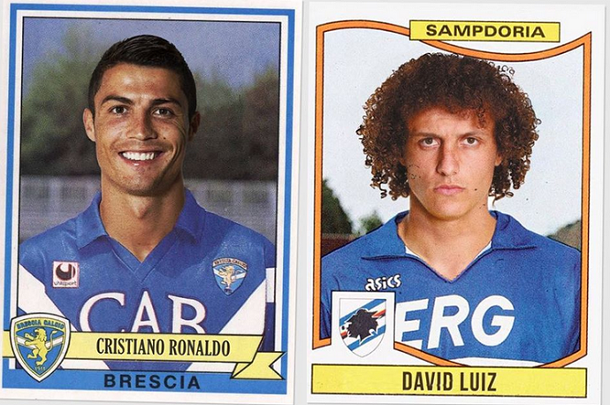 Figurinhas David Luiz Cristiano Ronaldo futebol italiano