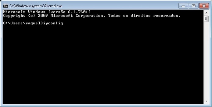 Comando ipconfig digitado no prompt do Windows (Foto: Reprodução/Raquel Freire)