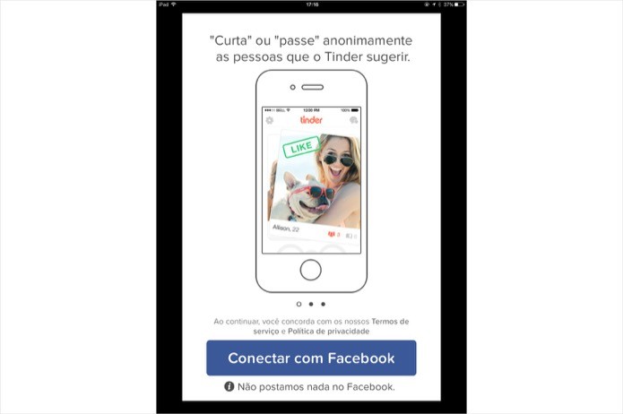 Aplicativo do Tinder rodando em um iPad (Foto: Reprodução/Helito Bijora)
