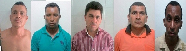 Cinco dos seis suspeitos presos pelas policiais durante operação (Foto: Divulgação/Ascom PC)
