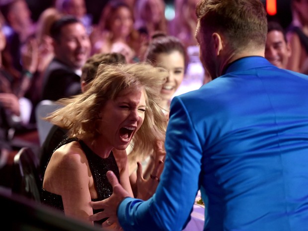 Taylor Swift e Justin Timberlake em premiação em Los Angeles, nos Estados Unidos (Foto: Kevin Winter/ Getty Image/ AFP)