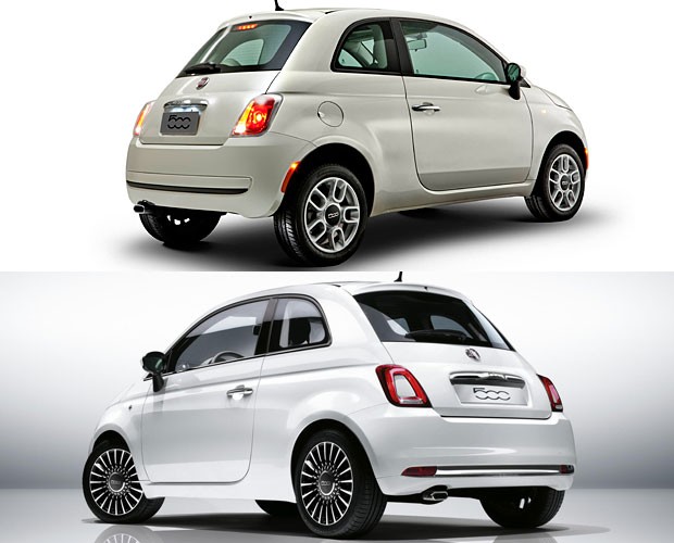 Fiat 500 atual (acima) e o novo (abaixo) (Foto: Divulgação)