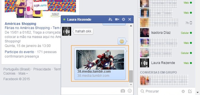 Envie o GIF no chat com seu amigo do Facebook apertando a tecla Enter (Foto: Reprodução/Barbara Mannara)